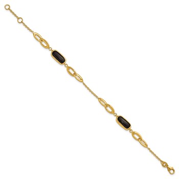 Herco 14K Polished Onyx Fancy Link 7 Inch with .5 Inch Extension Bracelet — alternate view