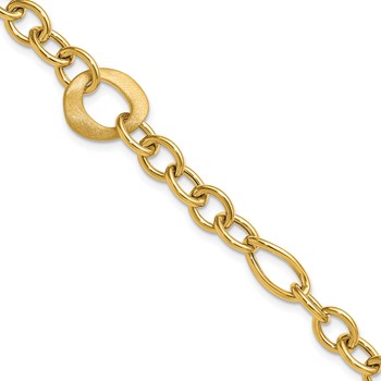 Herco 14K Polished and Brushed Fancy Mixed Link 7.5 Inch Bracelet