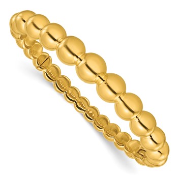 Herco 14K Polished and Beaded Graduated Hinged Bangle