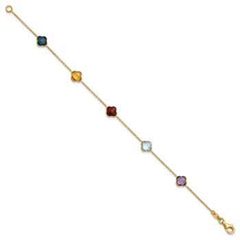 Herco 14K Polished Gemstone Quatrefoil Station 7.5in Bracelet — alternate view