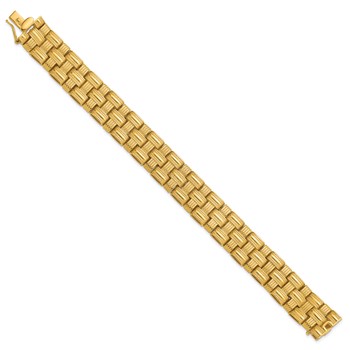 Herco 14K Polished and Textured Basket Weave  8 Inch Bracelet — alternate view