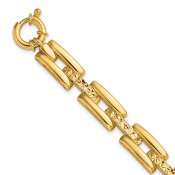 Herco 14K Polished and Diamond-cut Fancy Link 7.5 Inch Bracelet