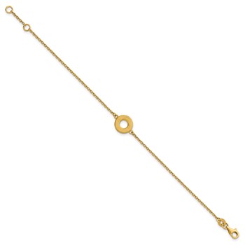 Herco 14K Polished with Brushed Circle 7 Inch with .5 Inch Extension Bracelet — alternate view