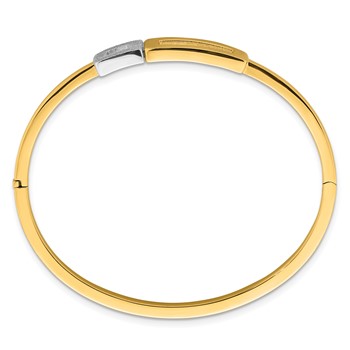 Herco 14K Two-tone Polished Textured Finished Square Hinged Bangle — alternate view