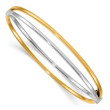 Herco 14K Two-tone Polished Hinged Bangle