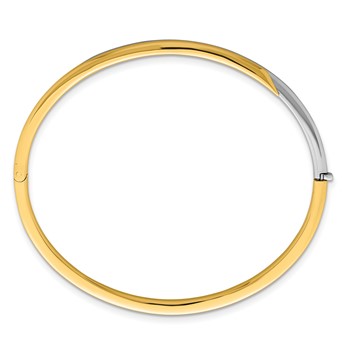 Herco 14K Two-tone Polished Offset with Safety Bar Hinged Bangle — alternate view