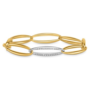 Herco 14K Two-tone Polished Diamond Oval Link 8 Inch Bracelet — alternate view