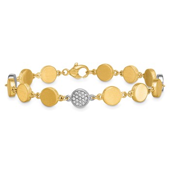 Herco 14K Two-tone Brushed and Diamond Circle 7.5 Inch Bracelet — alternate view