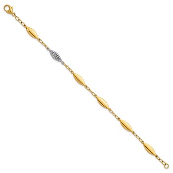 Herco 14K Two-tone Polished Fancy Diamond Link 7.5 Inch Bracelet — alternate view