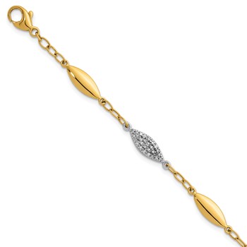 Herco 14K Two-tone Polished Fancy Diamond Link 7.5 Inch Bracelet