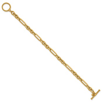 Herco 14K Polished and Textured Mixed Link 7.5 Inch Bracelet — alternate view