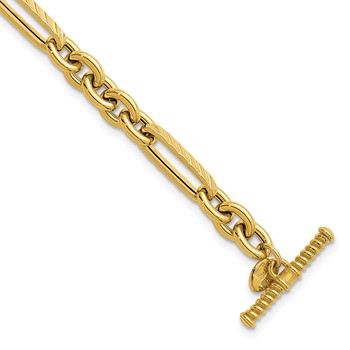 Herco 14K Polished and Textured Mixed Link 7.5 Inch Bracelet