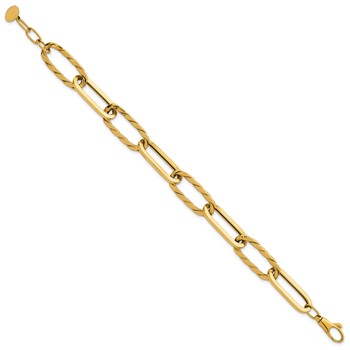 Herco 14K Polished and Twisted 9mm Oval Link 7.5 Inch with .5 Inch Extension Bracelet — alternate view