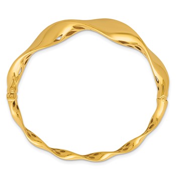 Herco 14K Polished Gradient Wave Hinged with Safety Clasp Bangle — alternate view
