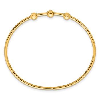 Herco 14K Polished 3 Bead Flexible with Hidden Clasp Bangle — alternate view