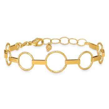 Herco 14K Polished and Diamond-cut Graduated Circle 6 Inch with 1.25 Inch Extension Bracelet — alternate view