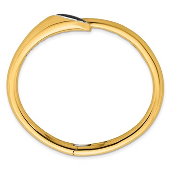 Herco 14K Polished with Rhodium Diamond-cut and Black Enamel Bypass Hinged Bangle — alternate view