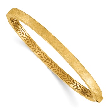 Herco 14K Polished and Brushed Textured 4mm Bangle