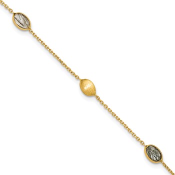 Herco 14K Brushed and Rutilated Quartz Ovals Station 7.5 Inch Bracelet