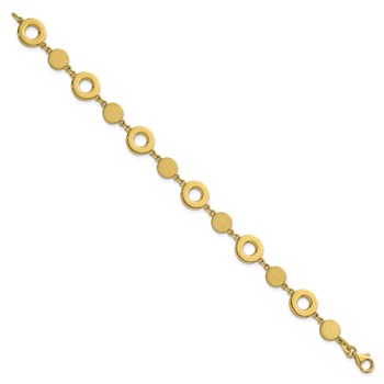 Herco 14K Polished and Brushed Circle Station 7.5 Inch Bracelet — alternate view