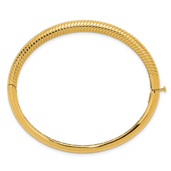 Herco 14K Polished and Grooved Hinged Bangle — alternate view