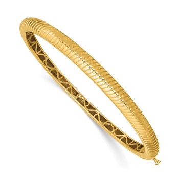 Herco 14K Polished and Grooved Hinged Bangle
