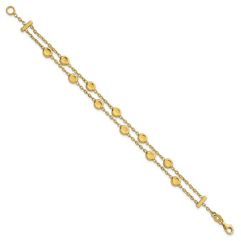 Herco 14K Polished Double Strand Round Disc 7.5 Inch Station Bracelet — alternate view