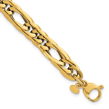 Herco 14K Polished Flat Oval Link Figaro Style 7.5 Inch Bracelet