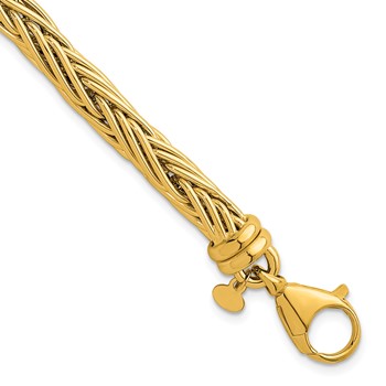 Herco 14K Polished 6.5mm Fancy 3-Strand Wheat 8 Inch Bracelet