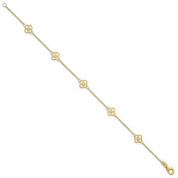 Herco 14K Polished Fancy Clover Station 7 Inch Cable Bracelet — alternate view