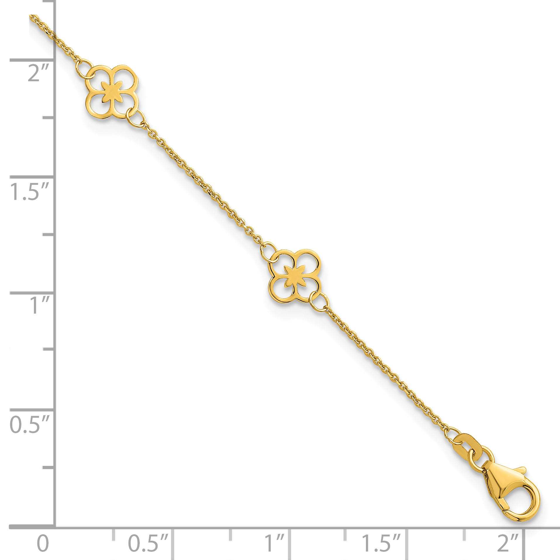 Herco Fancy Clover Station 7 Inch Cable Bracelet 14k Yellow Gold Women's product image view 5
