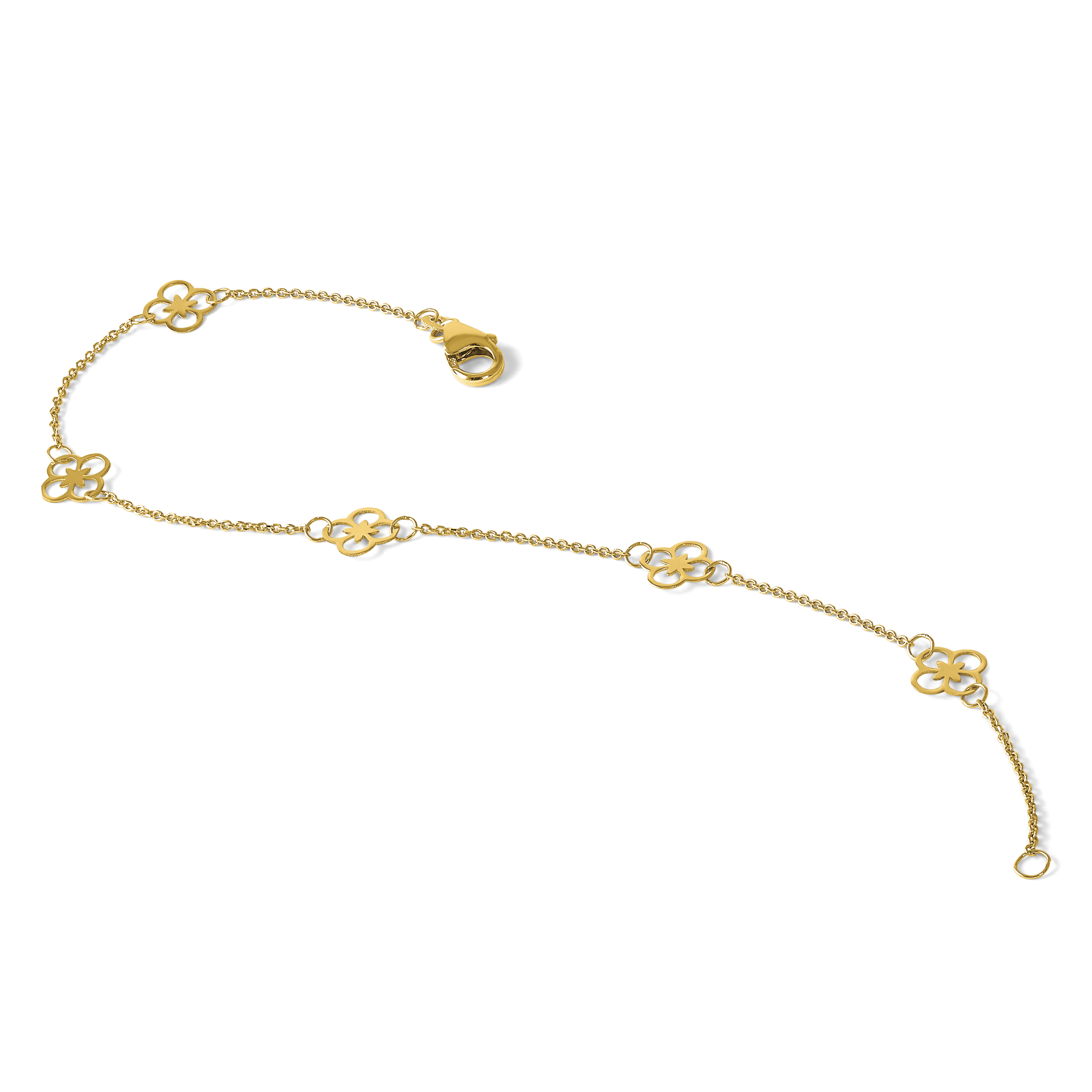 Herco Fancy Clover Station 7 Inch Cable Bracelet 14k Yellow Gold Women's product image view 6