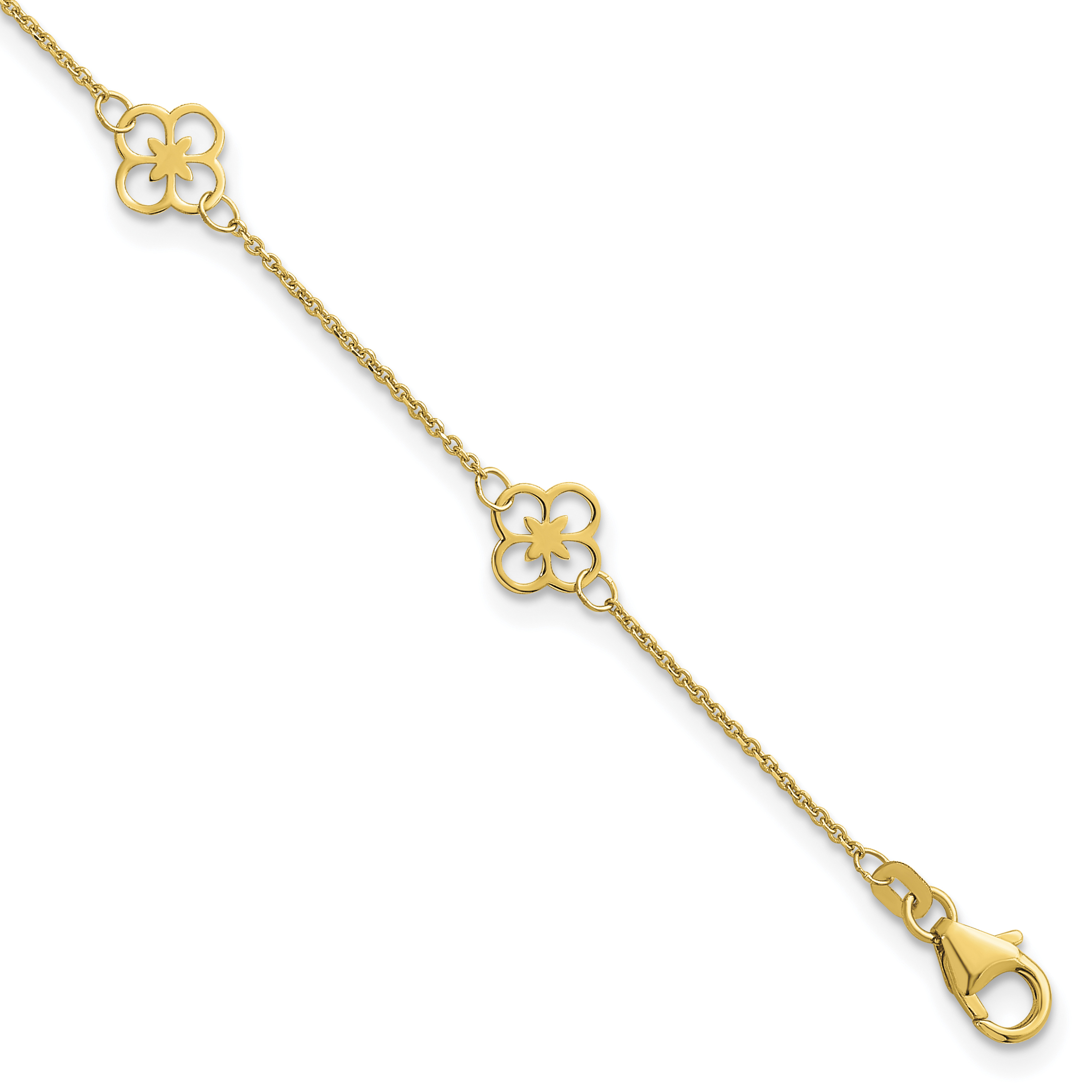Herco Fancy Clover Station 7 Inch Cable Bracelet 14k Yellow Gold Women's main product image