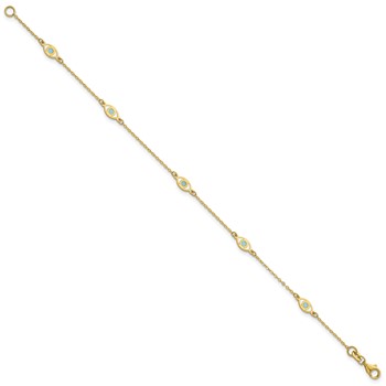 Herco 14K Polished Enameled Evil Eye Station 7 Inch Cable Bracelet — alternate view