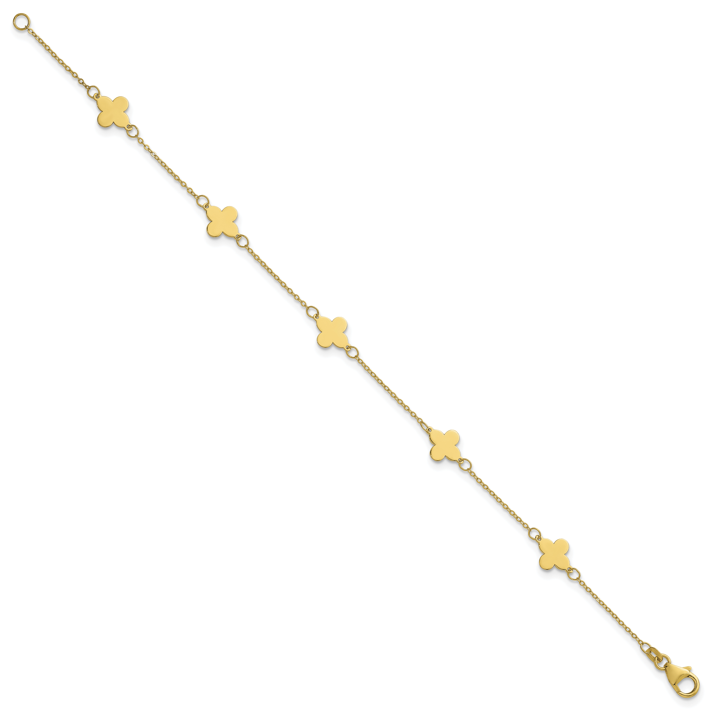 Herco Clover Station 7 Inch Cable Bracelet 14k Yellow Gold Women's detailed image 2