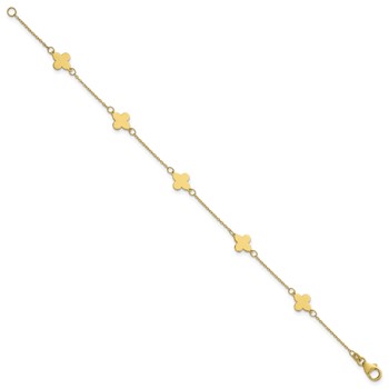 Herco 14K Polished Clover Station 7 Inch Cable Bracelet — alternate view