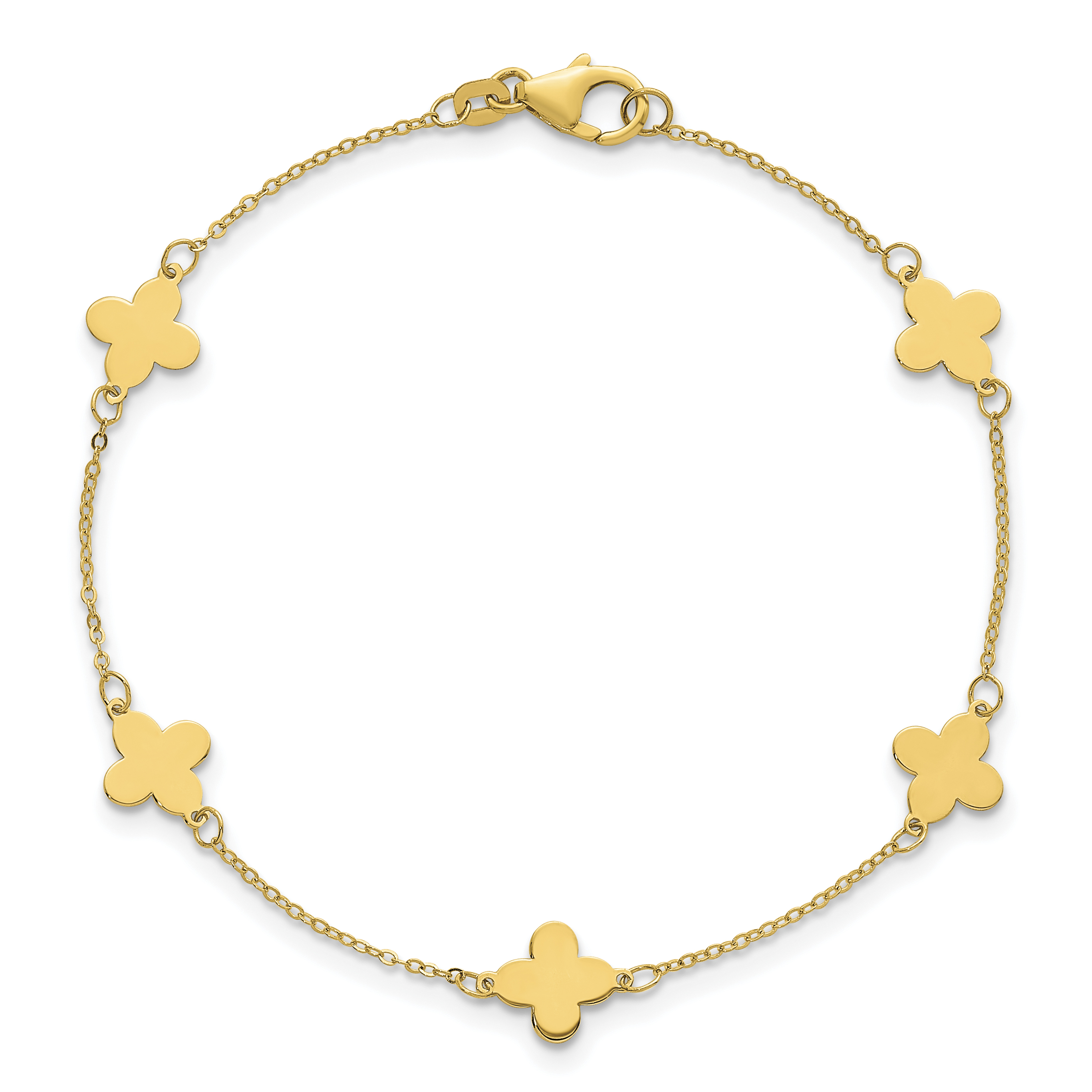 Herco Clover Station 7 Inch Cable Bracelet 14k Yellow Gold Women's detailed image 4
