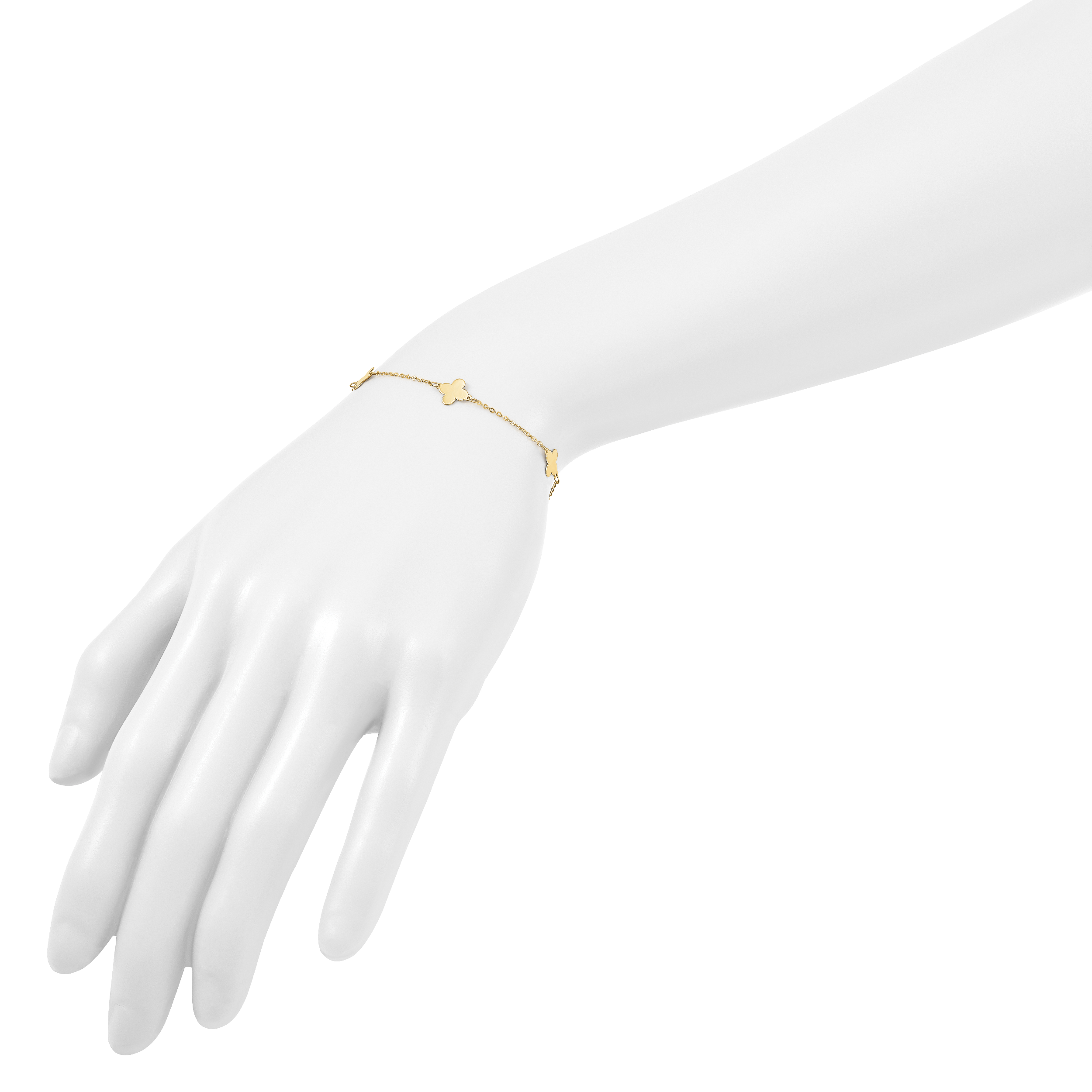 Herco Clover Station 7 Inch Cable Bracelet 14k Yellow Gold Women's detailed image 6