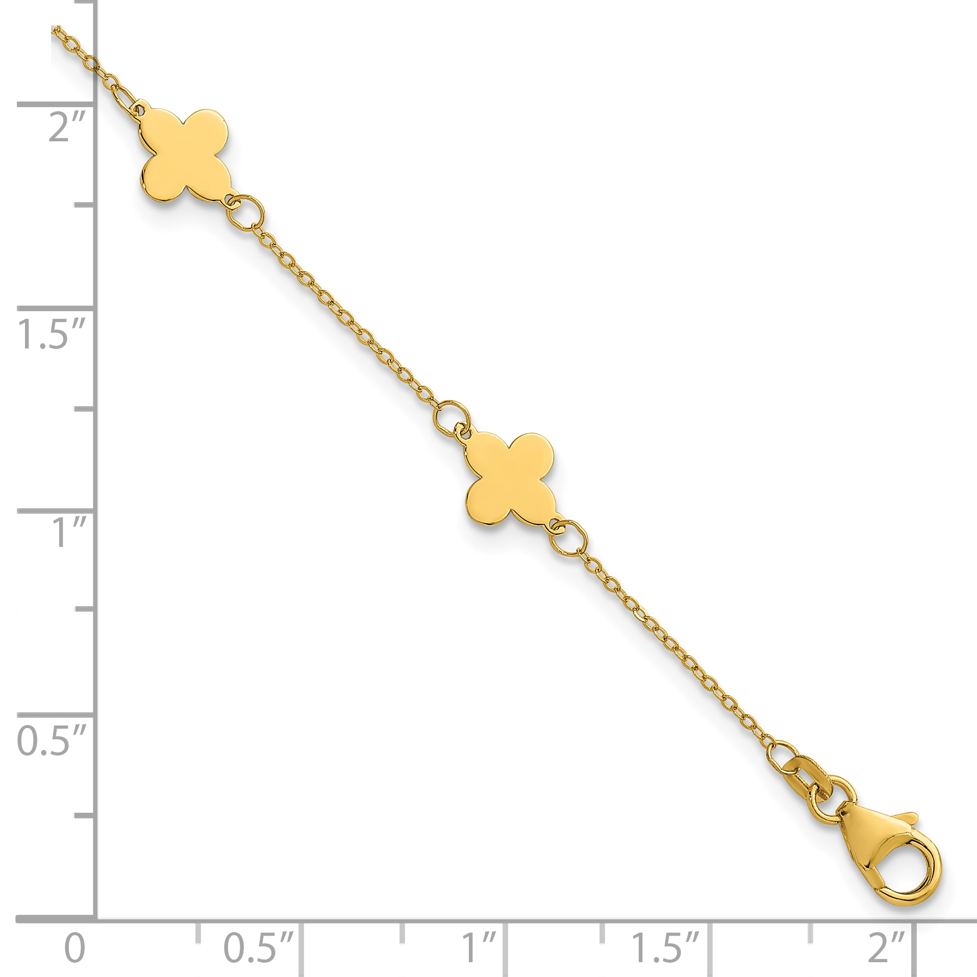 Herco Clover Station 7 Inch Cable Bracelet 14k Yellow Gold Women's detailed image 5
