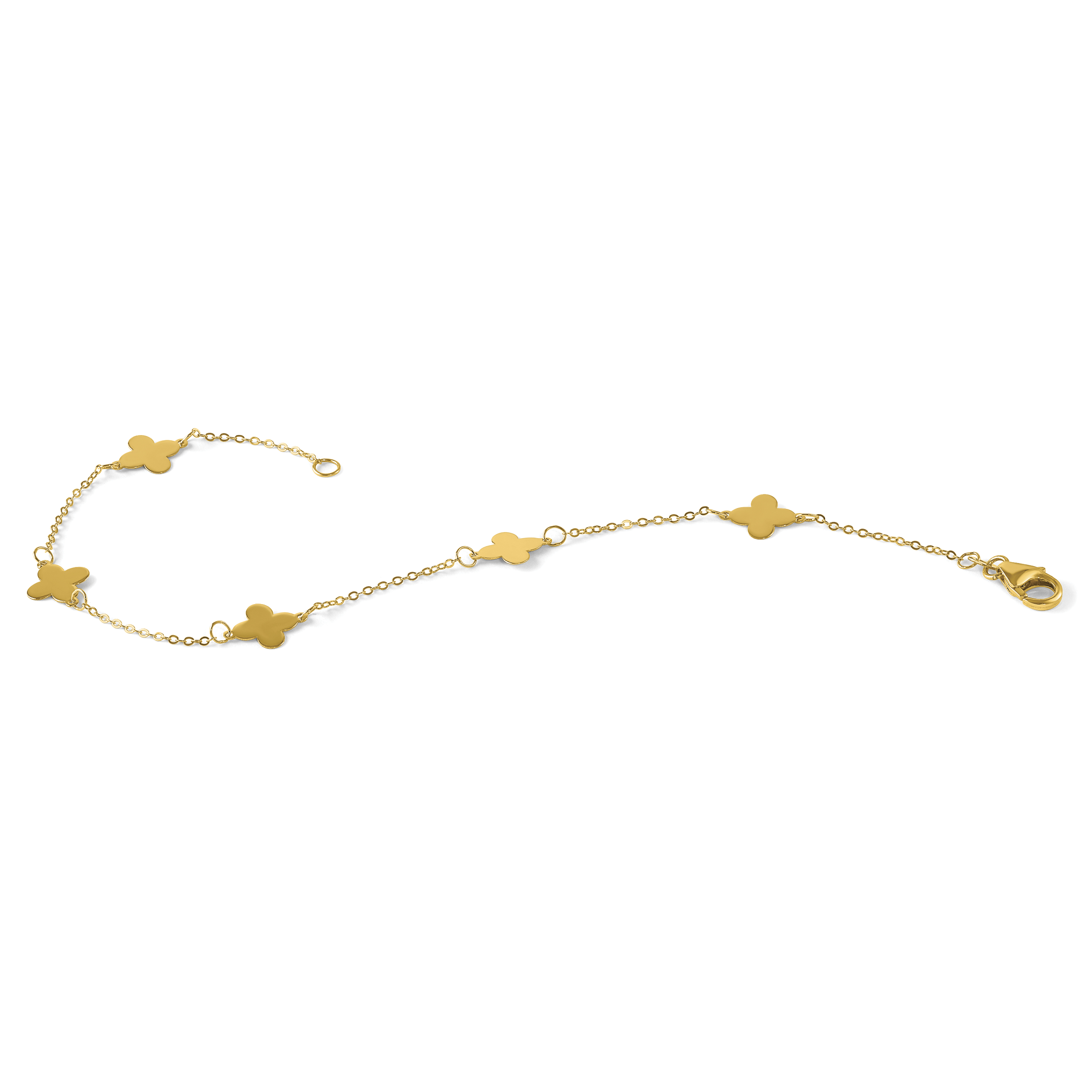 Herco Clover Station 7 Inch Cable Bracelet 14k Yellow Gold Women's detailed image 8