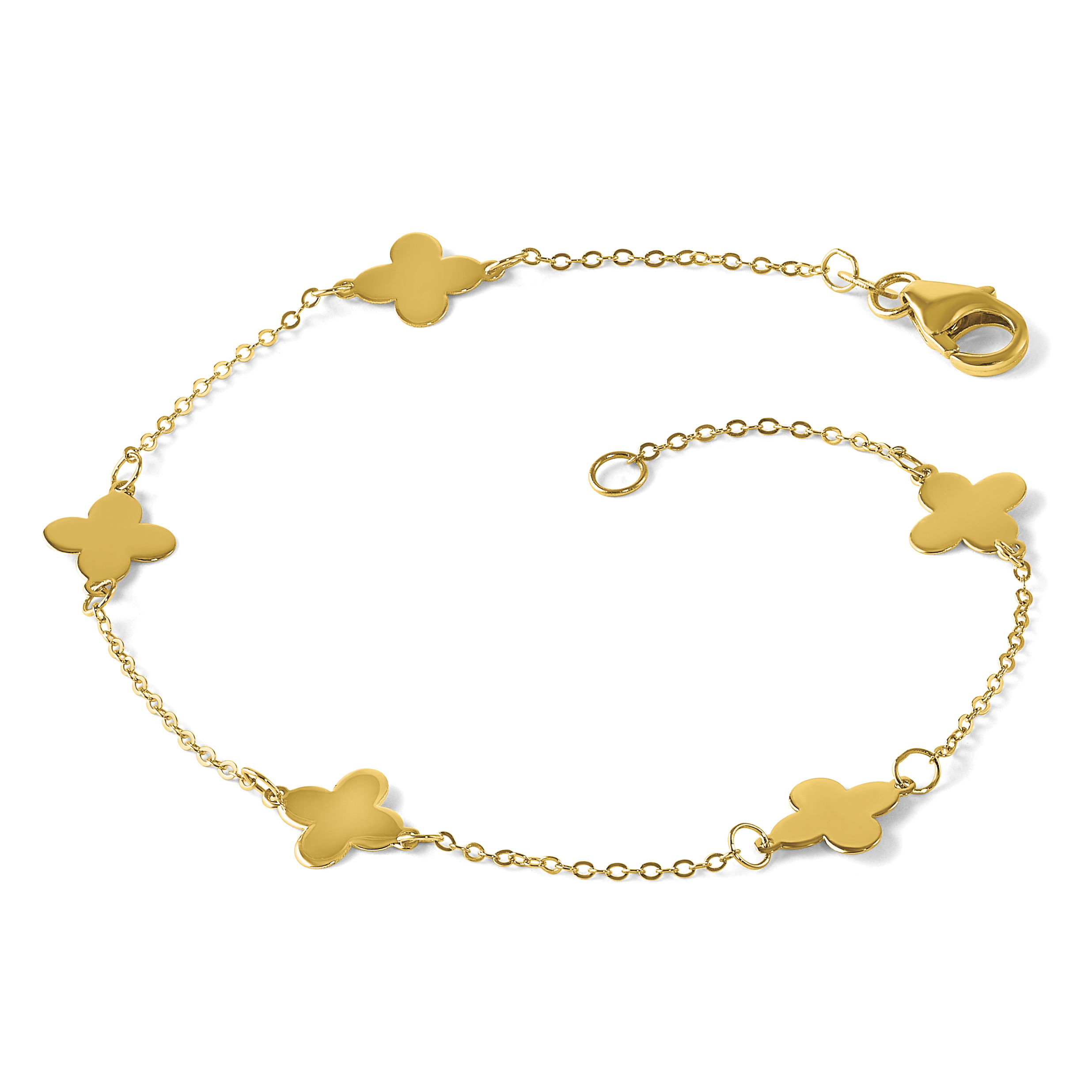 Herco Clover Station 7 Inch Cable Bracelet 14k Yellow Gold Women's detailed image 9