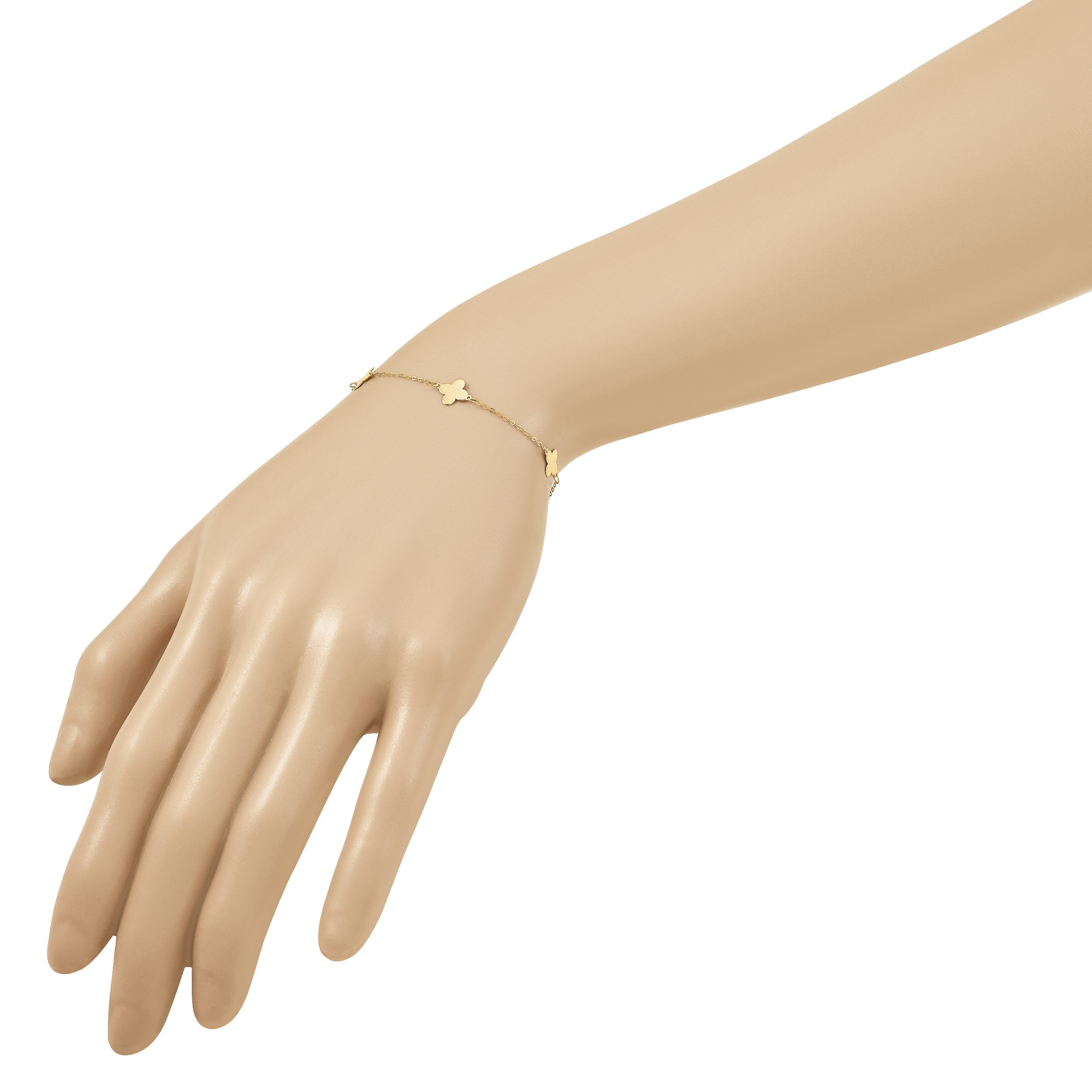 Herco Clover Station 7 Inch Cable Bracelet 14k Yellow Gold Women's detailed image 7