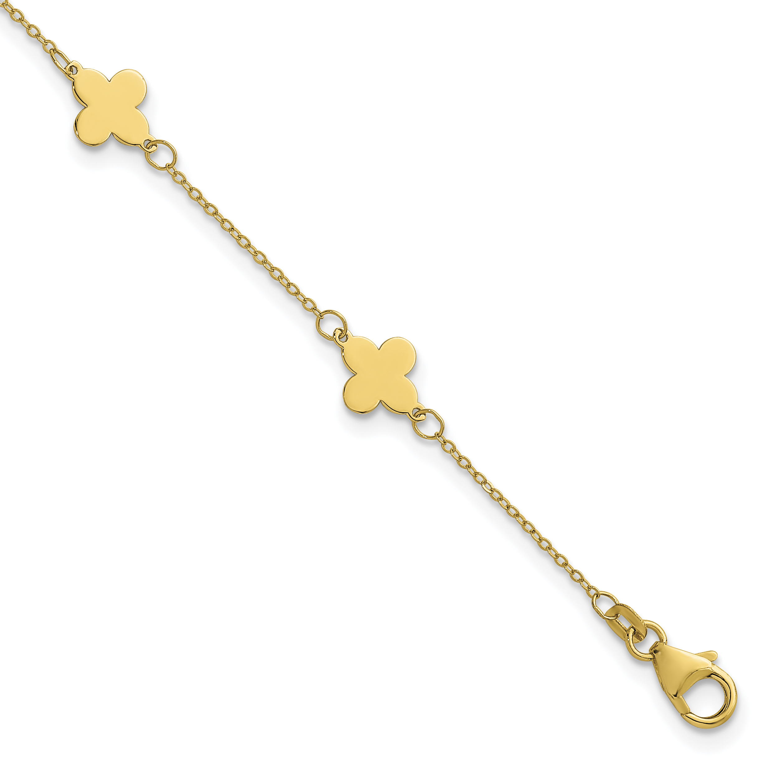 Herco Clover Station 7 Inch Cable Bracelet 14k Yellow Gold Women's main product image