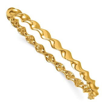Herco 14K Polished Twisted 4.7mm Hinged with Safety Clasp Bangle
