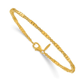 Herco 14K Polished and Diamond-cut Square Beaded Flexible Bangle
