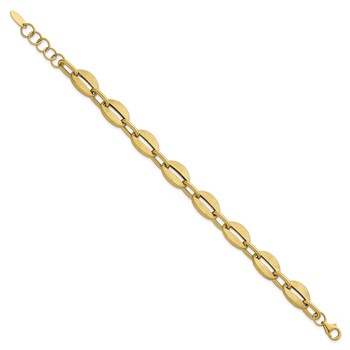 Herco 14K Polished and Brushed Link 7.25 Inch with 1 Inch Extension Bracelet — alternate view