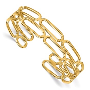 Herco 14K Polished Double Row Paperclip Cuff Bangle