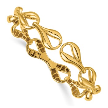 Herco 14K Polished Teardrop Hinged Cuff Bangle