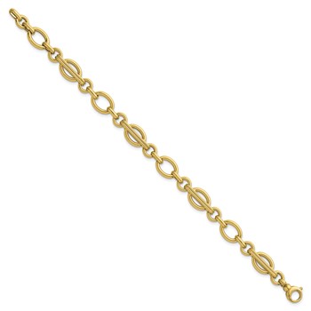 Herco 14K Polished and Grooved Fancy Link 7.5 Inch Bracelet — alternate view