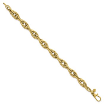 Herco 14K Polished Textured Fancy Tri-Link 7.75 Inch Bracelet — alternate view